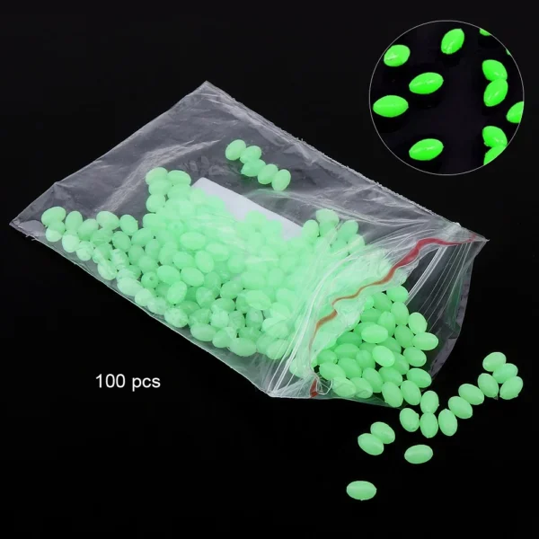 100pcs 3 4 5mm Oval Soft Night Luminous Fishing Beads Sea Fishing Lure Bait Floating Float Fishing  Accessories WH5