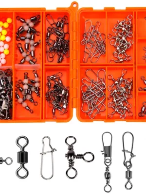 141Pcs set Rock Sea Fishing Lure Accessories Fishing Connectors Swivels Set Pin Bearing Rolling Swivel Snap Fishhook Lur