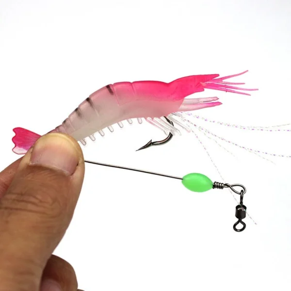 428492c6d5384165ecc00b08e7e44e6b.webp 5pcs set 9cm 5 2g Luminous Shrimp Lure Soft Fishing Bait 5 Colors Mixed Artificial Baits with Fishing Hooks and Beads W5