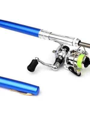 1M Mini Pocket Pen Shape Aluminum Alloy Fishing Rod Portable Baitcasting Rods Pole   Fishing Reel Set Combos