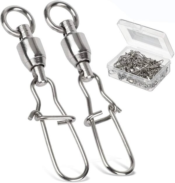 61tTqX2LxTL._AC_UF1000,1000_QL80_ 2 Stainless Steel Fishing Connector Pin Bearing Rolling Swivel Snap P Fishing Tackle Accessories with box