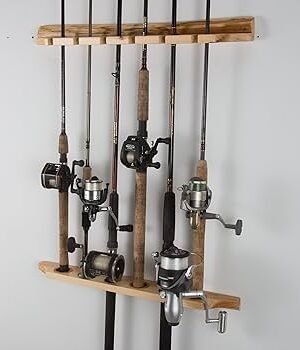 6 Slots Fishing Rod Holder Vertical Wall Mount Display Pole Storage Rack Durable Stand