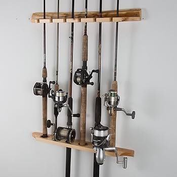 6 Slots Fishing Rod Holder Vertical Wall Mount Display Pole Storage Rack Durable Stand