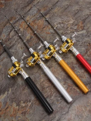 1m Mini Pocket Pen Shape Fishing Rod With Reel Portable Set Aluminum Alloy Fishing Rods   Baitcasting
