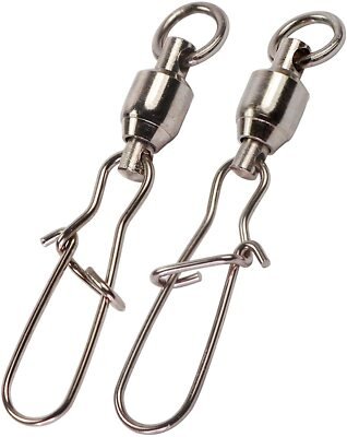 s-l400 (14) 2 Stainless Steel Fishing Connector Pin Bearing Rolling Swivel Snap P Fishing Tackle Accessories with box
